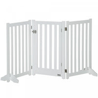 Pawhut Foldable Dog Gate With Door, 3 Panels Freestanding Pet Gate With Support Feet Indoor Playpen