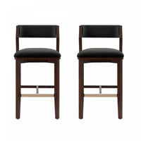 Patricia Modern Wood Upholstered Barstool in Black - Set of 2 