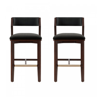 Patricia Modern Wood Upholstered Barstool in Black - Set of 2 | Tabouret de bar moderne Patricia en bois et tissu noir - Lot de 2