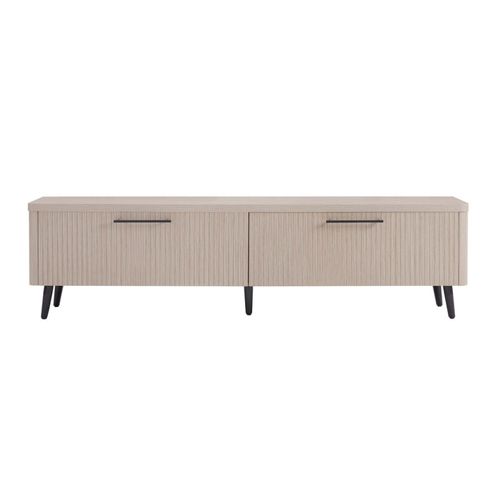 Jodie Mid-Century Modern 69\" Fluted TV Stand in Whitewashed Oak