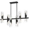 Dainolite Samantha 12 Light Horizontal Chandelier Matte Black Clear Fluted Glass Lamp