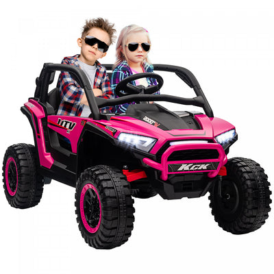Qaba 24v 7ah Ride On Truck, 2 Seater 4wd Battery Powered Ride-On Electric Car For Kids With 4 Spring|Qaba Vus 2 Places, Voiture Electrique 24 V 7 Ah Pour Enfants Avec Suspension A Ressort, Telecommande