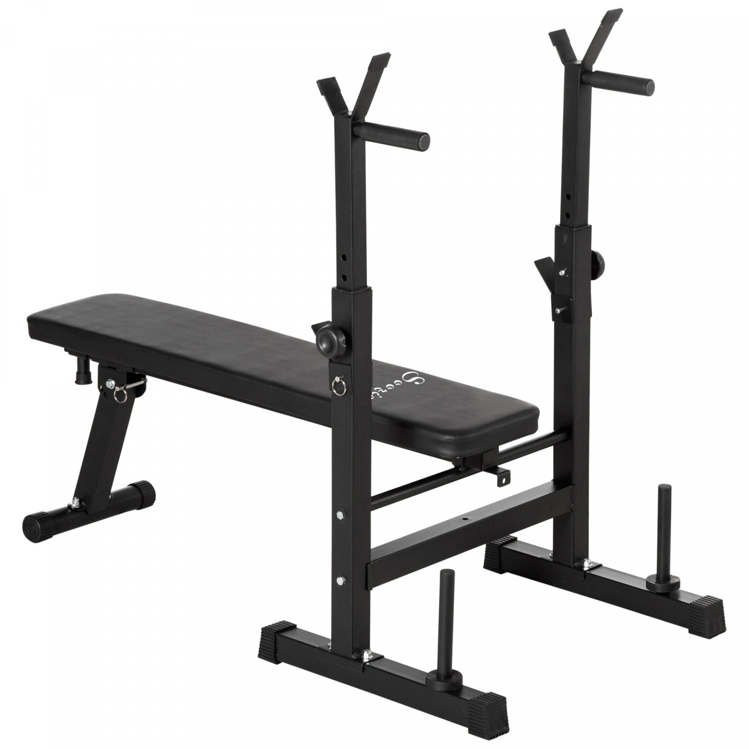 Soozier Adjustable Weight Bench Foldable Bench Press W/ Barbell