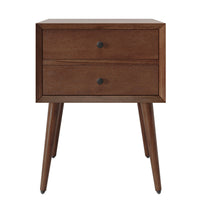 Emma Mid-Century Modern Nightstand with 2 Drawers,Brown 