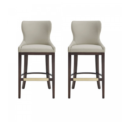 Blair Modern Wood Upholstered Barstool in Stone - Set of 2 Bar Stool | Tabouret de bar Blair moderne en bois avec revetement en tissu couleur pierre - Lot de 2