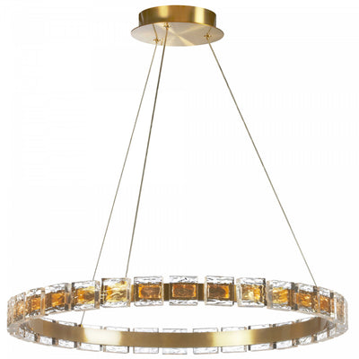 Dainolite Camila Chandelier 28w LED Aged Brass With Crystal Glass Lamp|Lustre Camila de Dainolite avec fini laiton vieilli, cristal et ampoule à DEL de 28 W
