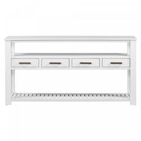 Ava 62.2'' Large Entryway Table with Drawers and Open Shelves,White Sofa Table  