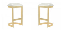 Aura Modern Metal Upholstered Barstool in White - Set of 2 Bar Stool 