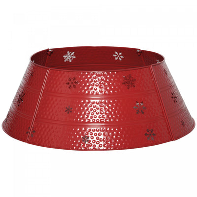 Homcom Christmas Tree Collar Xmas Tree Metal Skirt Decor Red|Homcom Arbre De Noel Collier Arbre De Noel Jupe En Metal Decor