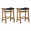 Agave Woven Rope & Teak Counter Stool Set of 2 - Black & Natural