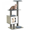Pawhut 47\" Wood Cat Tree, Cat Condo Tower With Scratching Post, Toy Ball, Grey