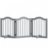 Pawhut Freestanding Pet Gate For Dogs 24\" Tall Foldable Dog Gates Indoor Wooden Barrier 3 Panels With 2 Support Feet, For Doorway Stairs, Light Grey