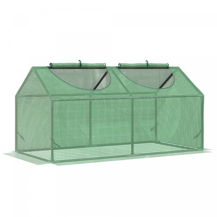 Outsunny 47\" X 24\" X 24\" Portable Mini Tunnel Greenhouse Garden Planting Outdoor Flower Warm House Box With 2 Windows Steel Frame Pe Cover, Green