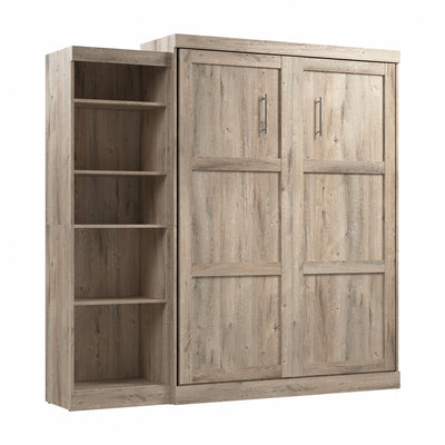 Bestar Pur Queen Murphy Shelving Unit 90-Inch Wall Bed - Rustic Brown|Grand lit escamotable mural Pur de Bestar de 90 po avec tablettes - brun rustique