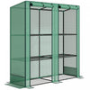 Outsunny Lean-to Mini Greenhouse With 3 Tier Shelves, Roll-up Doors, Green