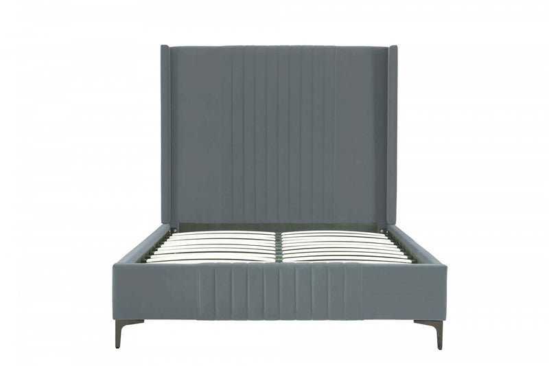 Promenade Mid-Century Modern Upholstered Velvet Full Bed in Gray
