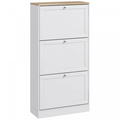 HOMCOM Modern Shoe Cabinet with 3 Flip Drawers for 12-18 Pairs of Shoes