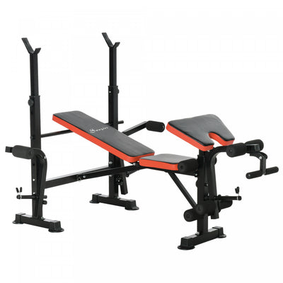 Soozier Adjustable Weight Bench With Leg Developer Barbell Rack For Weight Lifting And Strength Trai|Banc De Musculation Reglable Soozier Avec Support D'halteres Pour Developper Les Jambes Pour L'halte