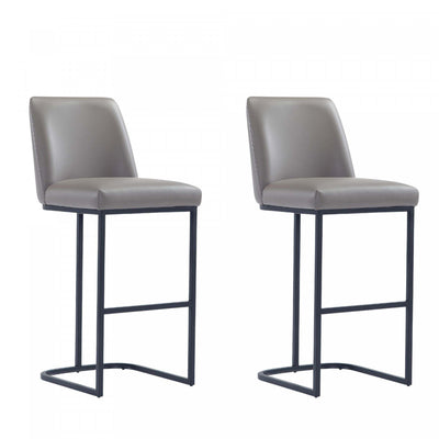 Serena Modern Metal Upholstered Barstool in Taupe - Set of 2 Bar Stool | Tabouret de bar moderne en metal et tissu Serena, taupe - Lot de 2