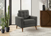 31\" Wide Upholstered Accent Chair, Dark Grey Fabric, Walnut Wood Legs, Mid-Century Modern Accent Chair