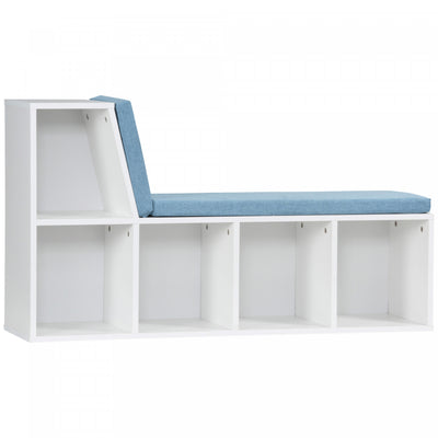 HOMCOM 5-Cubby Bookcase with Cushioned Reading Nook, Blue