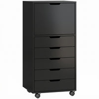 HOMCOM 5 Drawer Vertical File Cabinet with Lockable Wheels, Black