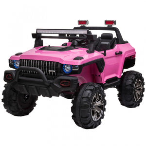 Aosom Kids Ride-on Car 12v Rc 2-seater Police Truck Electric Car For Kids With Full Led Lights, Mp3, Parental Remote Control (pink)