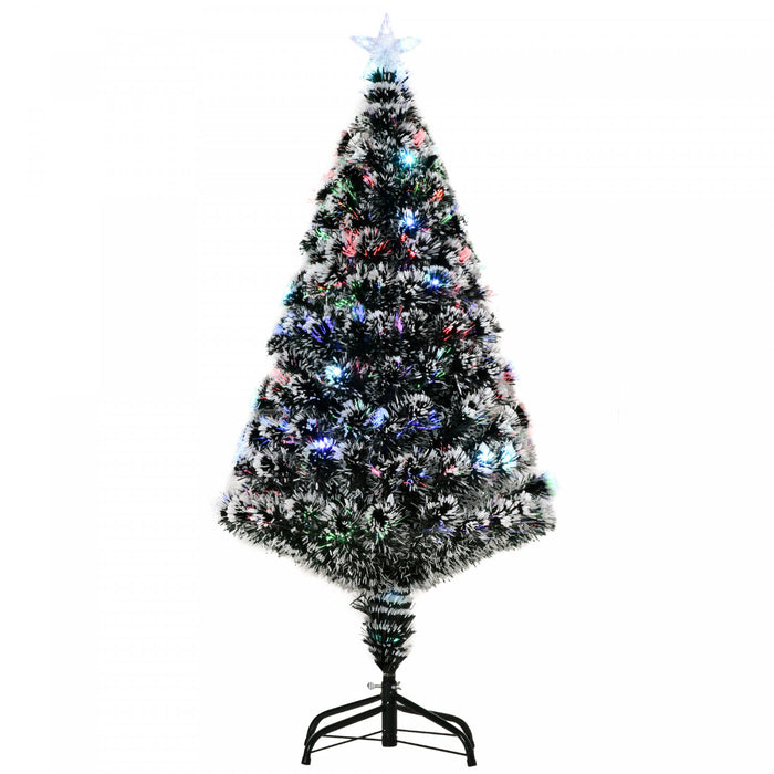 Homcom 4ft Pre-lit Optical Fiber Artificial Christmas Tree With 16 Led Lights And 130 Branches