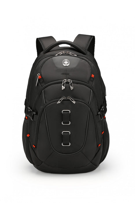 Swissdigital Meilen School Backpack – 17\" Laptop Bag, USB Charging, SDD Finder, RFID Protection, Add-A-Bag System, Travel-Ready