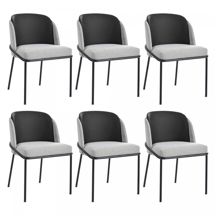 Olivia Set of 6 Modern Dining Chair with Slanted Legs and Adjustable Feet,Black&Gray