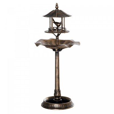 Outsunny 3-in-1 Garden Bird Bath Bowl Pedastal With Bird Feeder, Gold