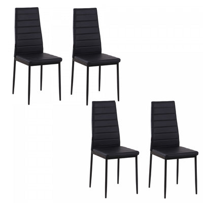 HOMCOM Dining Chairs, Set of 4, PU Leather Upholstered Accent Chairs, Back