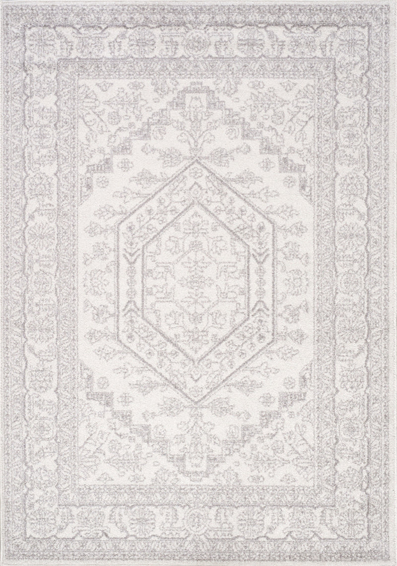 Wv State Rug Fallo Fallon White Grey Elegant Faded Traditional Rug, 6'7