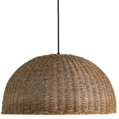 Dainolite Pourel 3 Light Pendant Large Matte Black Finish Natural Shade Lamp|Grand luminaire suspendu Pourel  de Dainolite avec abat-jour naturel, fini noir mat et 3 ampoules