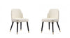 Estelle Modern Vegan Leather Wood Dining Chair in Cream - Set of 2