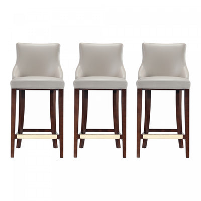 Shubert Modern Wood Upholstered Barstool in Light Gray - Set of 3 | Tabouret de bar moderne en bois Shubert avec revetement en tissu gris clair - Lot de 3