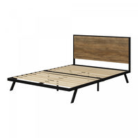 Barcelo Metal-Framed Bed Set Natural Mango and Matte Black - South Shore Queen Bed 