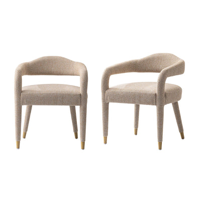 Aspen Mid-Century Modern Upholstered Tweed Armchair in Gold Dust - Set of 2 | Fauteuil Aspen style milieu du siecle moderne en tweed dore - Lot de 2