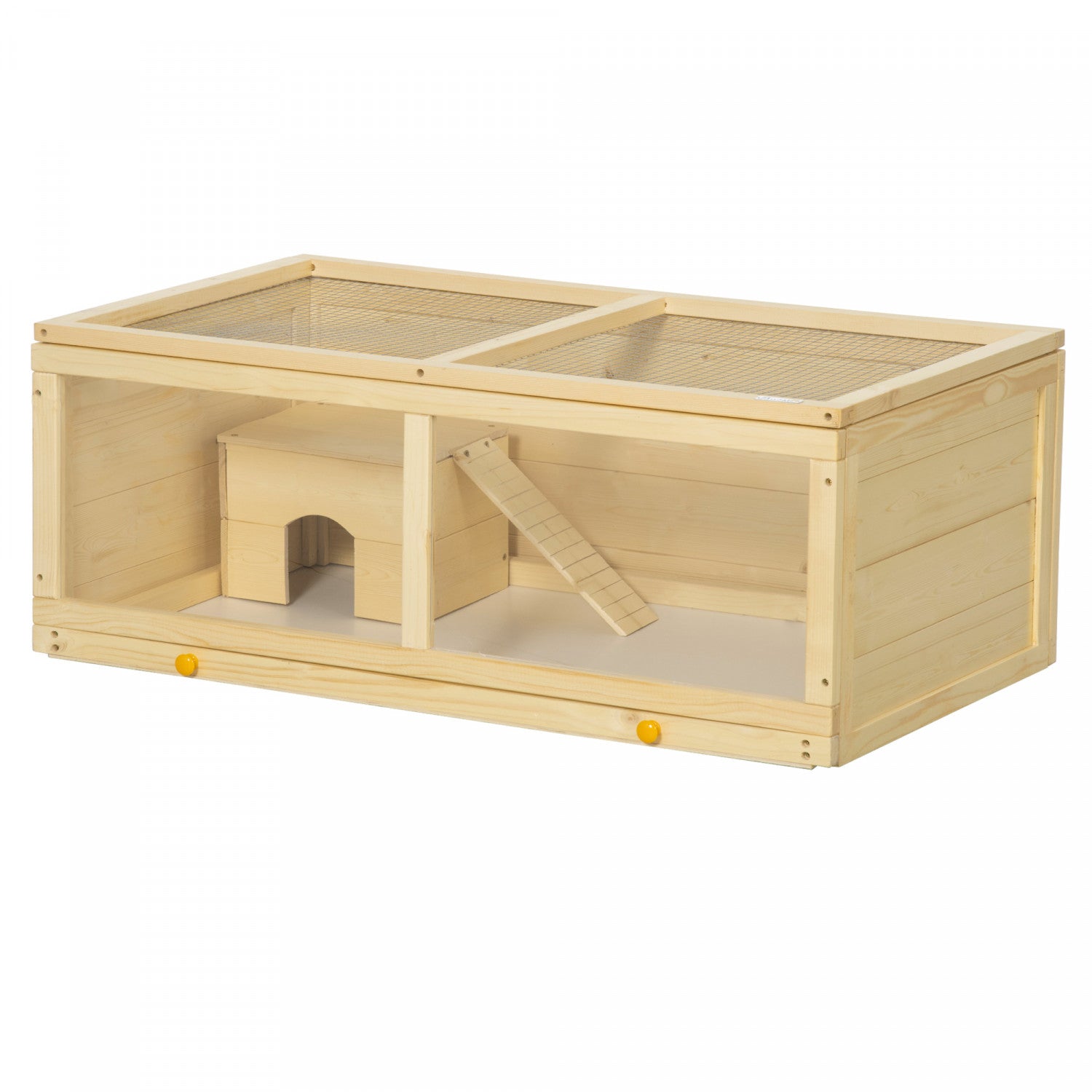 Pawhut Wooden Hamster Cage, Small Animals Kit Hutch, Exercise Play