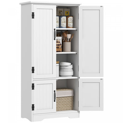 HOMCOM 48" Kitchen Pantry, Kitchen Storage Cabinet with Shelves, White