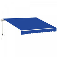 8'x7' Manual Retractable Sun Shade Patio Awning Canopy Shelter, Blue
