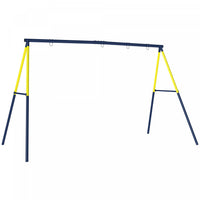 Qaba Kids Swing Set, Heavy Duty Metal 2 Seat Swing Stand Set with Ground Stakes, Supports 150 kg, Indoor Outdoor, Blue