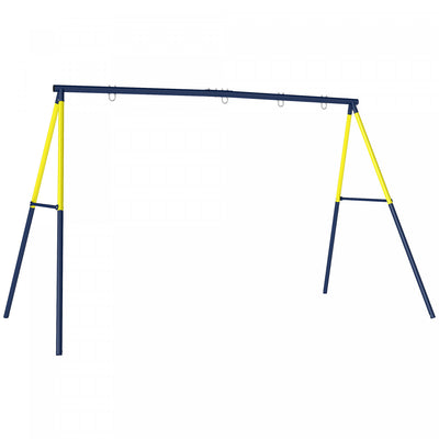 Qaba Kids Swing Set, Heavy Duty Metal 2 Seat Swing Stand Set with Ground Stakes, Supports 150 kg, Indoor Outdoor, Blue