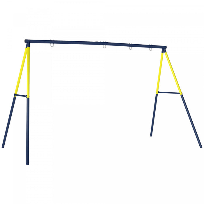 Qaba Kids Swing Set, Heavy Duty Metal 2 Seat Swing Stand Set with Ground Stakes, Supports 150 kg, Indoor Outdoor, Blue