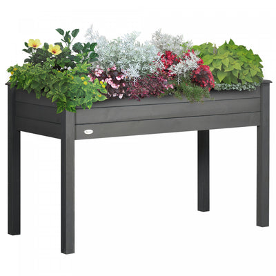 Outsunny 48"x22"x30" Elevated Planter Box, Wooden Patio Raised Garden Bed