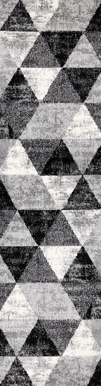 Covington Black White Grey Distressed Geometric Triangle Rug, 2'0