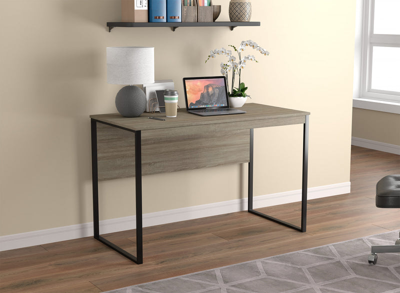 Computer Desk Study Desk For Home Office, Gaming Room 47.25l Dark Taupe Black Metal Base