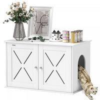 Pawhut Cat Litter Box Enclosure, Hidden Washroom Furniture With Doors, Cat Hole, Handles, Indoor Pet House Side End Table Fit Most Of Cat And Litter Box, 31.5