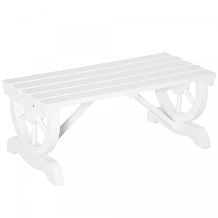 Outsunny Rustic Wood Outdoor Bench, Garden Bench For 2-person, White