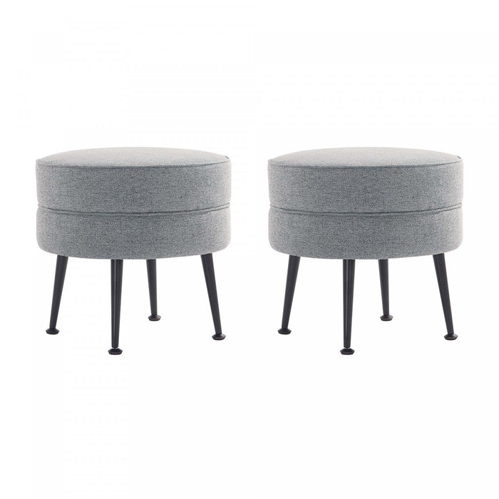 Bailey Mid-Century Modern Upholstered Accent Ottoman in Gray - Set of 2